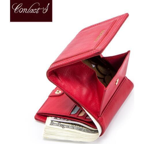 100% Genuine Leather Women Wallets Short Coin Purse Card Holder Female Money Bag High Quality Mini Walet Small Carteira Feminina