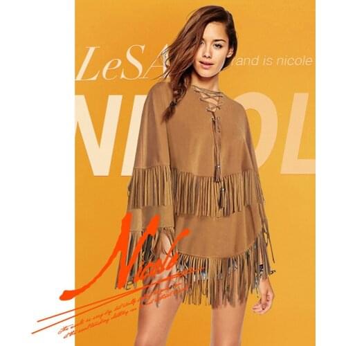 Tide Europe and America Spring and Autumn Coat 2020 New Womens European Station Goods Tide Loose Suede Fringed Cloak Top