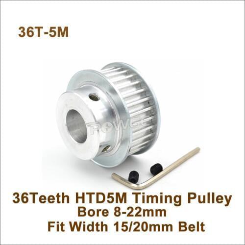 POWGE 36 Teeth 5M Timing Pulley Bore 8-22mm Fit Width 15/20mm HTD 5M Timing Belt 36T 36Teeth HTD 5M Synchronous Pulley