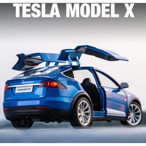2021 New 1:24 Tesla MODEL X Alloy Favorites Car Model Diecasts Sound and light Toy Cars Kid Toys For Children Gifts Boy Toy