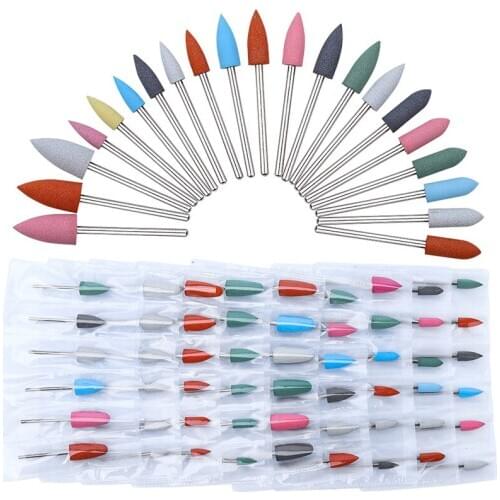 1Set/6 PCS Rubber Nail Drill Bit Abrasives Set Router Bits Diamond Milling Cutter Nail Tool Electric Manicure Drill Accessories