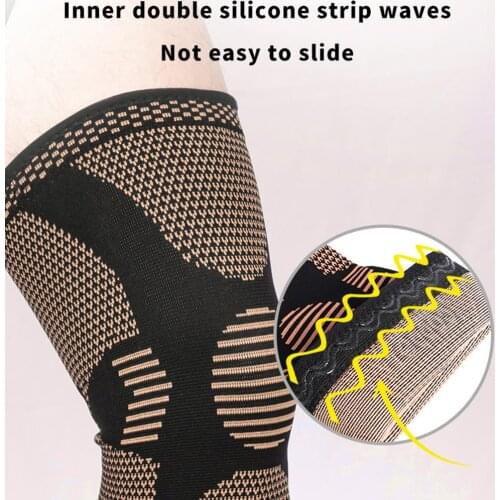1PC Elastic Copper Fiber Knee Pads Nylon Sports Fitness Kneepad Fitness Gear Patella Brace Running Basketball Volleyball Support