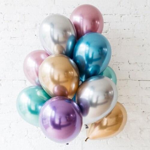 10pcs 12inch Glossy Metal Pearl Latex Balloons Thick Chrome Metallic Colors Inflatable Air Balls Globos Birthday Party Decor