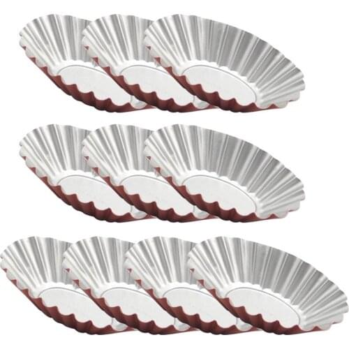 10pcs Egg Tart Mold Carbon Steel Cupcake Mold Reusable Baking Cup For Cupcake Cookie Dessert Bakeware