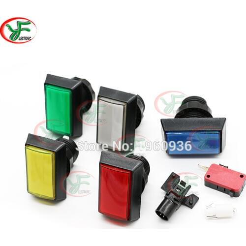 10pcs 33*50mm Rectangular bevel edge Push Buttons Slot machine arcade button with 12V led for Coin operated game machine