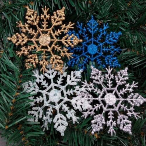 12 pcs 10cm Snowflake Party Supplies Decor Ornaments Christmas Decorations Christmas Snowflake Gold Powder Plastic Snow