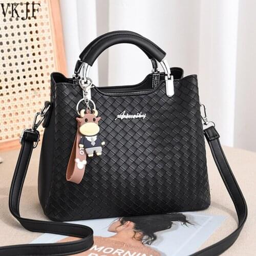 2021 New Fashion Woven Pattern Womens Handbag Simple Matcha Green Female Bag Casual Lady One-Shoulder Bags Womens Messenger Bag