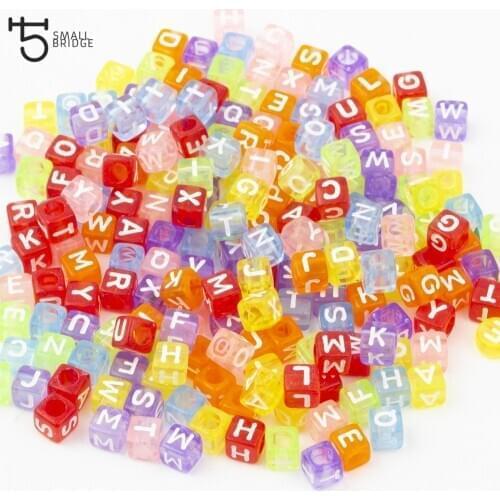 6mm 200pcs Acrylic Cube Letter Beads for Jewelry Making DIY Bracelet for women colorful plastics letter Beads Wholesale P608