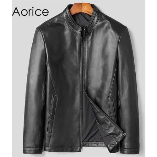 Aorice Men Genuine SheepSkin Leather Jacket Coat Male Brand New Winter Real Leather Jackets Coats MT115