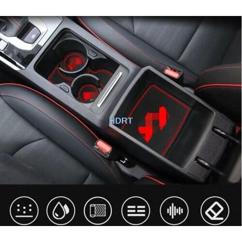Car Anti-Slip Gate Slot Cup Mat For KIA K3 Cerato 2019 2020 2021 16pcs Rubber Coaster Mats Interior Accessories Non-Slip Pad