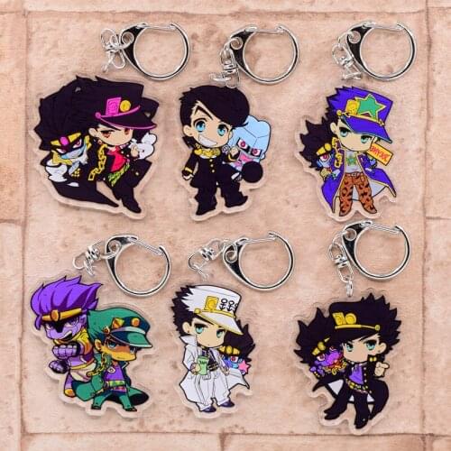 JoJos Bizarre Adventure Keychain Double Sided Acrylic Keyring Pendant Anime Accessories Cartoon Key Chiain Series #1