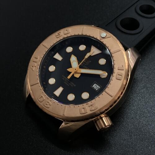 STEELDIVE men dive watch,bronze mens automatic watches 20ATM waterproof mechanical diving wristwatch super C3 luminous clock