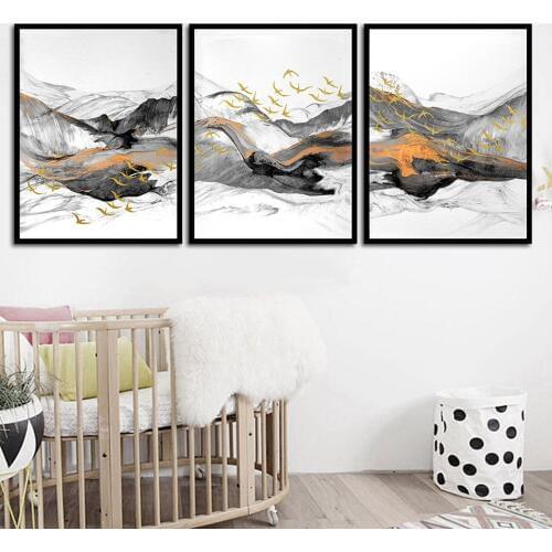 Ink Landscape Birds Canvas Painting Wall Decor Picture Wall Art Painting Pictures for Living Room Home Decoration B5154