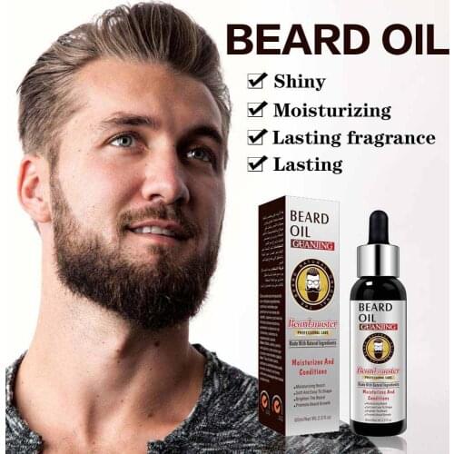 Pure Beard Growth Oil Men Anti Hair Loss Grow Mustache Essence Oil Thicker Fuller Mens Natural Ingredients Beard Oil 60ml
