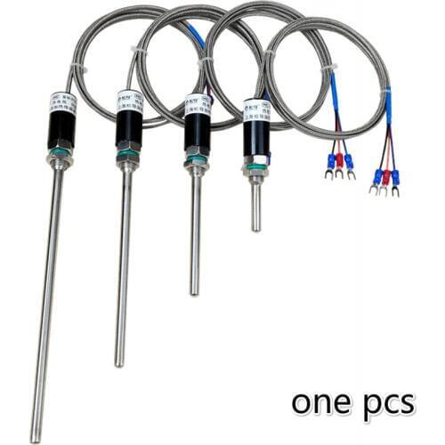 M12X1 Thermowell Stainless steel Transducer pipe PT100 K E type Temperature Sensor With 1.5m Cable Wires L50-500mm OD 7 mm