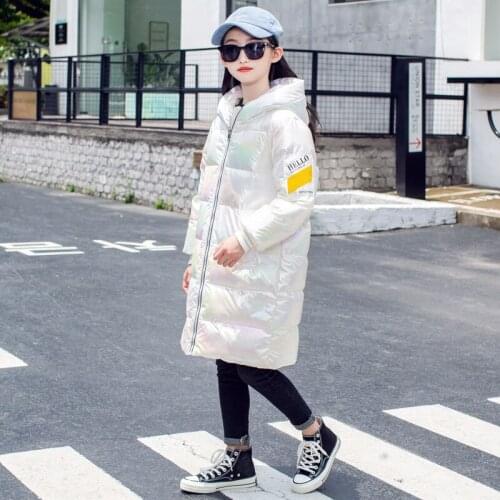 2021 New Jacket For Girls Bright Colorful Thicken Children Clothes Girls Winter Down Coats Kids Hooded Long Jackets Outerwear