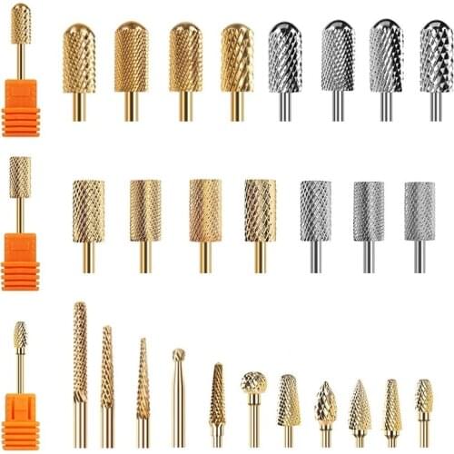 1PC Golden Nail Drill Bits Tungsten Carbide Milling Cutter Electric Nail Drill Manicure Machine Pedicure Nail Files Accessories