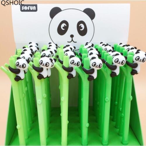 36pcs/pack 0.5mm Black Ink Creative Cartoon Bamboo Panda Gel Pen/student Prize Promotion Gift Unisex Sign Pen