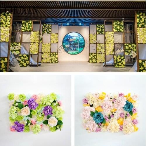 Artificial Grid Flower Wall Wedding Event Backdrop Decoration Flower Arrangement Shop Window Diaplay Silk Flower Wall Custom