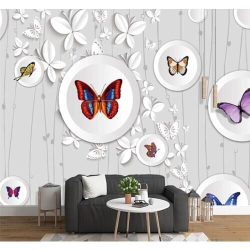 Xuesu Creative fashion butterfly 3D TV background wall custom 8D waterproof wallpaper wall covering