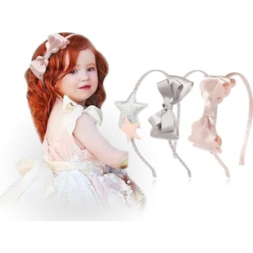 Fashion Grosgrain Ribbon Bowknot Headband Glitter Stars Hair Band Children Photography Props Accessories Birthday Decoration