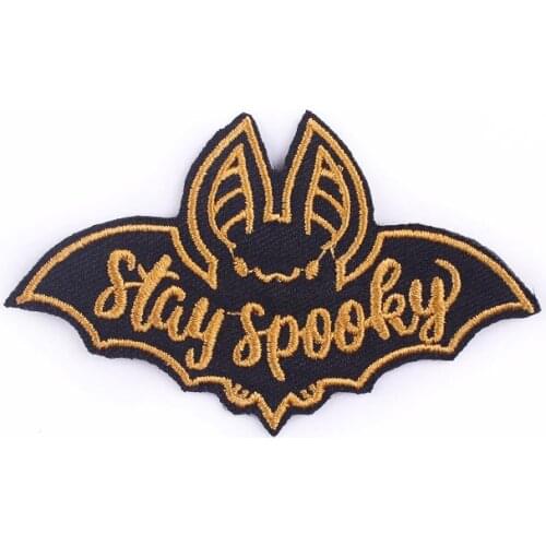 Cartoon Bat Patches On Clothing Letter Stickers Animal Applique Stripe Embroidered Patches For Jackets Iron On Parches