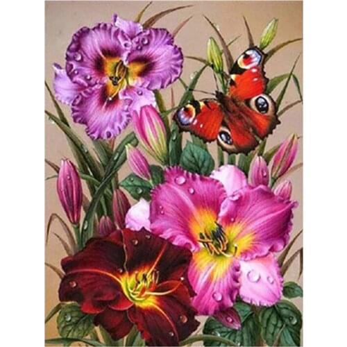 Bright Flower Printed Canvas 11CT Cross-Stitch Set DIY Embroidery DMC Threads Sewing Needlework Knitting Handiwork Adults