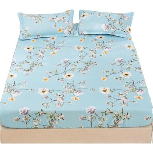 Polyester Fitted Sheet Cover All-inclusive Bed Sheet Printed Mattress Cover With Elastic Band Four Season Bed Cover Double Size