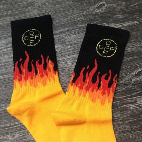5pairs Mens socks Off Flame Women Weed Running Socks Autumn Skateboard White Cotton Stockings Funny Skater Soccer Streetwear