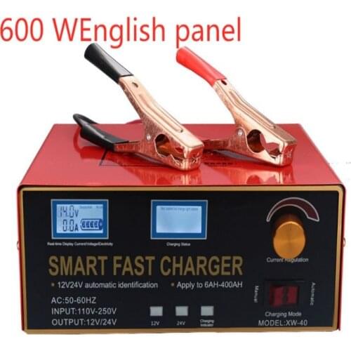 600W 25A Smart Automatic 12V/24V Car Storage Battery Charger LCD 5-stage Intelligent Pulse Repair for Lead Acid Battery 36-400AH
