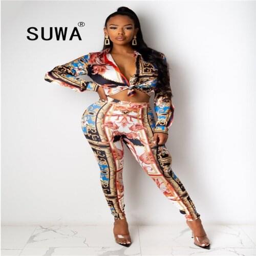 Office Lady Formal Two Piece Set Autumn Clothes for Women Tie Dye Print Long Sleeve Blouse Shirt Straight Long Pant Plus Size