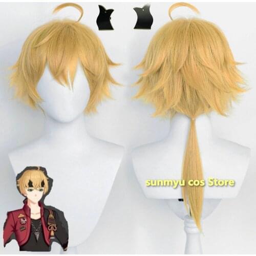 Genshin Impact Tohma Cosplay 56cm Hair Light Brown Wig Hair Clip Headwear Cosplay Cosplay Wigs Heat Resistant Synthetic Wigs
