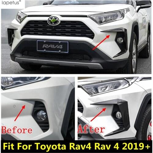 ABS Carbon Fiber Front Fog Lamp Light Eyebrow EyeLid Wind Knife Cover Trim Accessories For TOYOTA RAV4 RAV 4 XA50 2019 - 2021