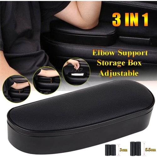 3 in 1 Anti Slip Mat Storage box Adjustable Car Elbow Support Left Hand Armrest Support Anti-fatigue For Travel Rest Support