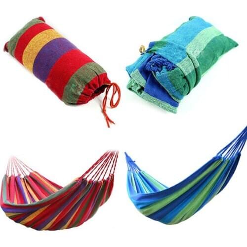 Load 150KG High Quality Portable Outdoor Garden Hammock Hang BED Travel Camping Swing Canvas Stripe