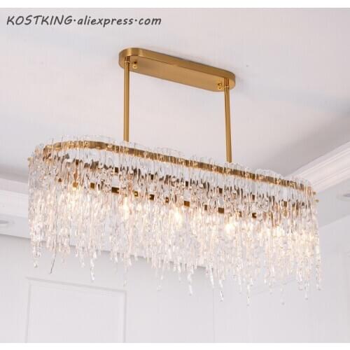 Luxury design rectangular chandelier LED lamp AC110V 220V modern dinning room living room hanging lights