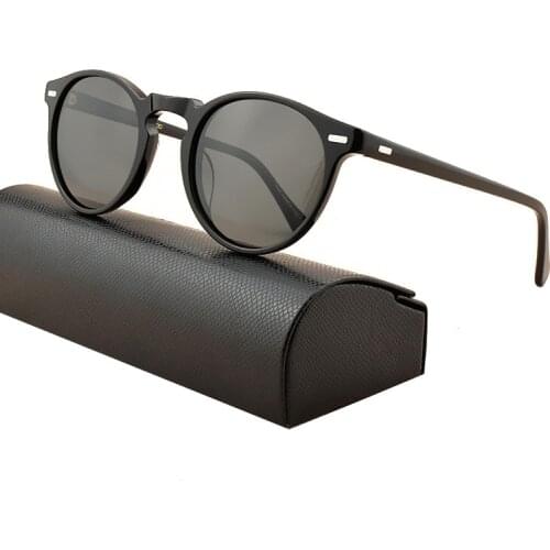 Gregory Peck Acetate Sunglasses Retro Round Glasses Frame OV5186 Mens Anti-refraction Brand Polarized Womens Driving Gafas