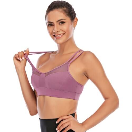 Thunshion New Product Fitness Top Beautiful Back Sexy Mesh Stitching Sports Underwear Fashion Shoulders Decompression Yoga Bra