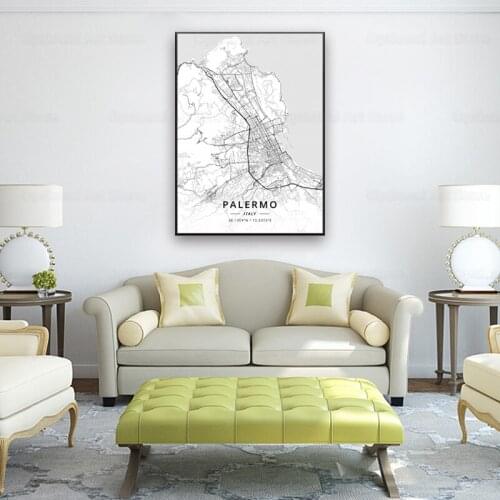 Trieste Lecce Palermo Taranto Parma Rome Italy Map Canvas Art Poster