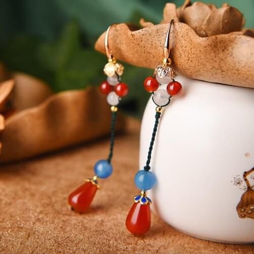 Vintage India red stones earrings jewelry ,New Original vintage Korean earrings