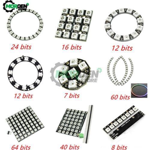 WS2812B Module RGB LED Ring Lamp 4 7 8 10 12 16 24 40 60 64 Bits Strip Light RGB with Integrated Drivers 24 X WS2812 5050
