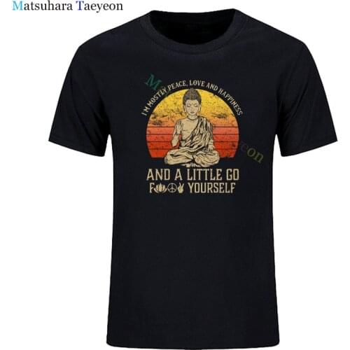 I'm Mostly Peace Love T-shirt Happiness Retro Buddha Namaste T Shirt Zen Master TeeCool Casual T Shirt Men Fashion