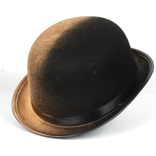 Women Men Gold Steampunk Bowler Hat Topper Top Hats Fedora Cosplay Magician Billycock Groom Hat Size 58CM