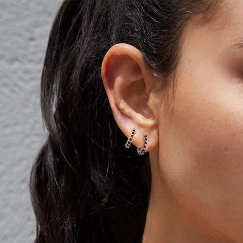 Embedded Zircon Circle Round Hoop Earrings for Women 925 Silver Purple Black Orange Zircon Wedding Earring Jewelry Pendientes