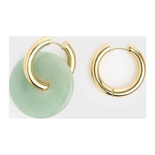 BLUE red BLACK aretes de moda bohemian boho women earrings Amazonite stone Gold Plated Metal Hoop earings women ZA mujer 2019