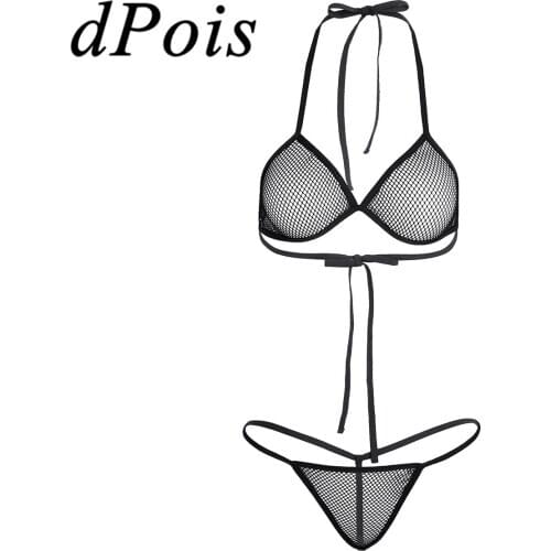 Women See-through Sexy Micro Mini Bikini Bra Top&G-String Thong Underwear Swimming Suit Female Erotic Lingerie Swimwear Swimsuit