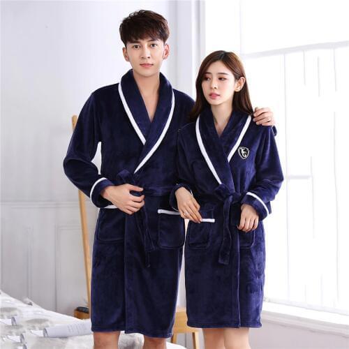 2019 Winter Nightgown Home Clothing Men&women Intimate Lingerie Negligee Kimono Bathrobe Gown For Lovers Sleepwear Plus Size 3XL
