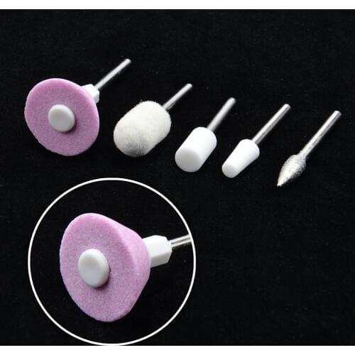 LCJ 1 Set 5 Bits Electric Nail Drill For Machine Diamond Ceramic Milling Cutter Bits Cuticle Clean Rotary Manicure Pedicure Tool