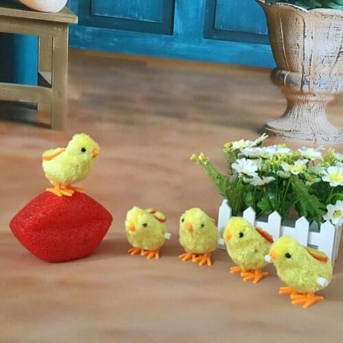 1PCS Cute Plush Wind Up Chicken Kids Educational Toy Clockwork Gifts Chicks Baby Jumping Walking For Children N6J0