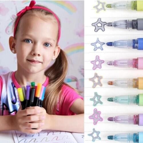 12pcs/set Metal Paint Marker Pen Diy Album Scrapbooking Outline Marker Glitter For Drawing Painting Doodling School Supplies #YG